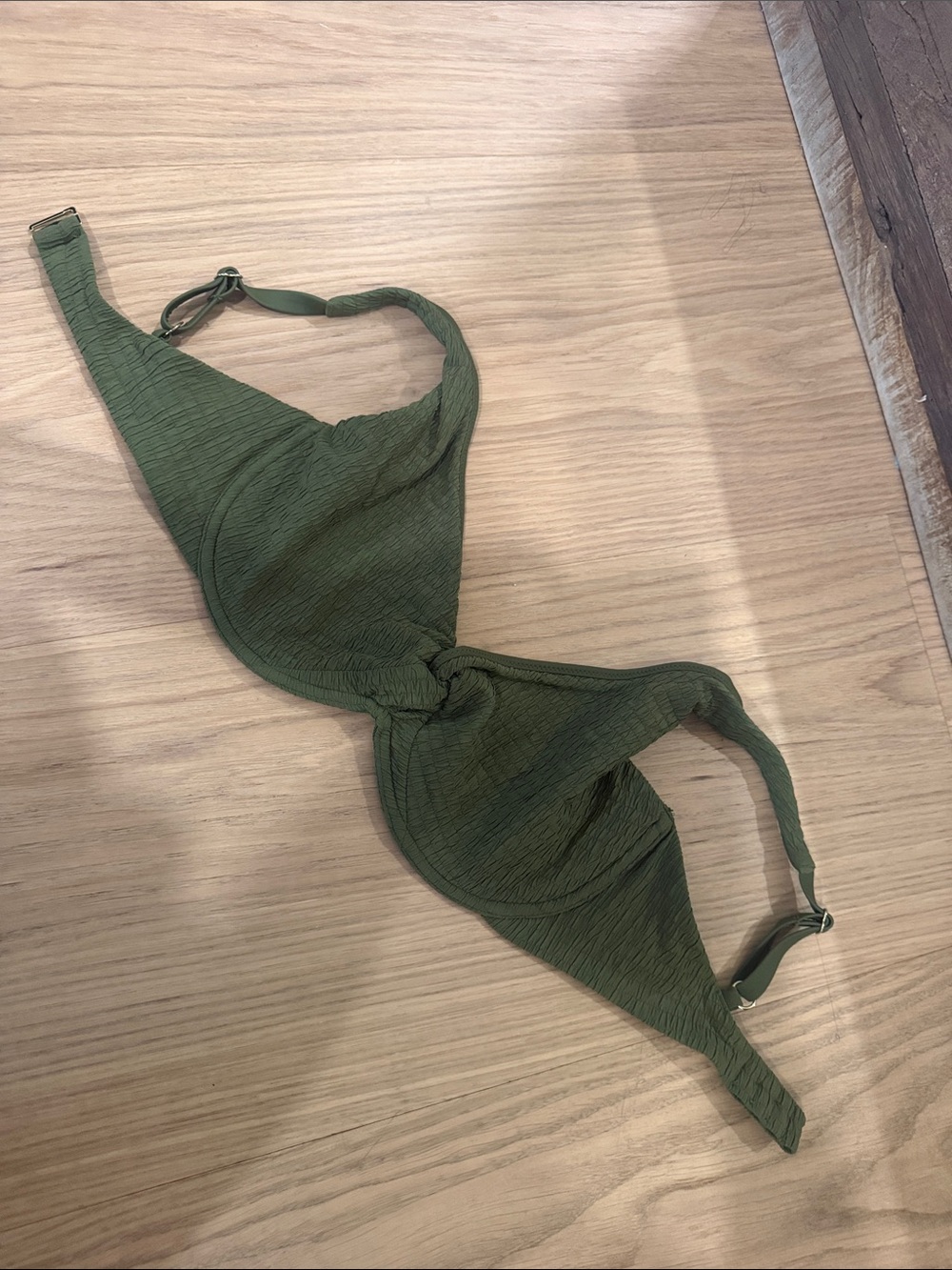Curve Love Abercombie and Fitch Olive Green Knotted Bikini Top